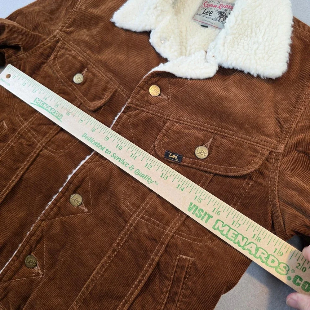 Lee Storm Rider Sanforized Mens Corduroy Sherpa Lined Trucker Jacket Vintage Sm